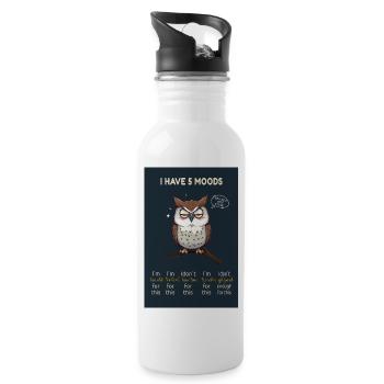 J’ai 5 humeurs-motif de hibou drôle avec le dicton - Gourde avec paille intégrée - blanc - Droite