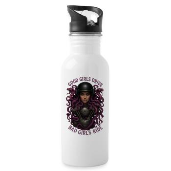 Medusa Biker Bad Girls Ride - Water bottle with straw - white - Right