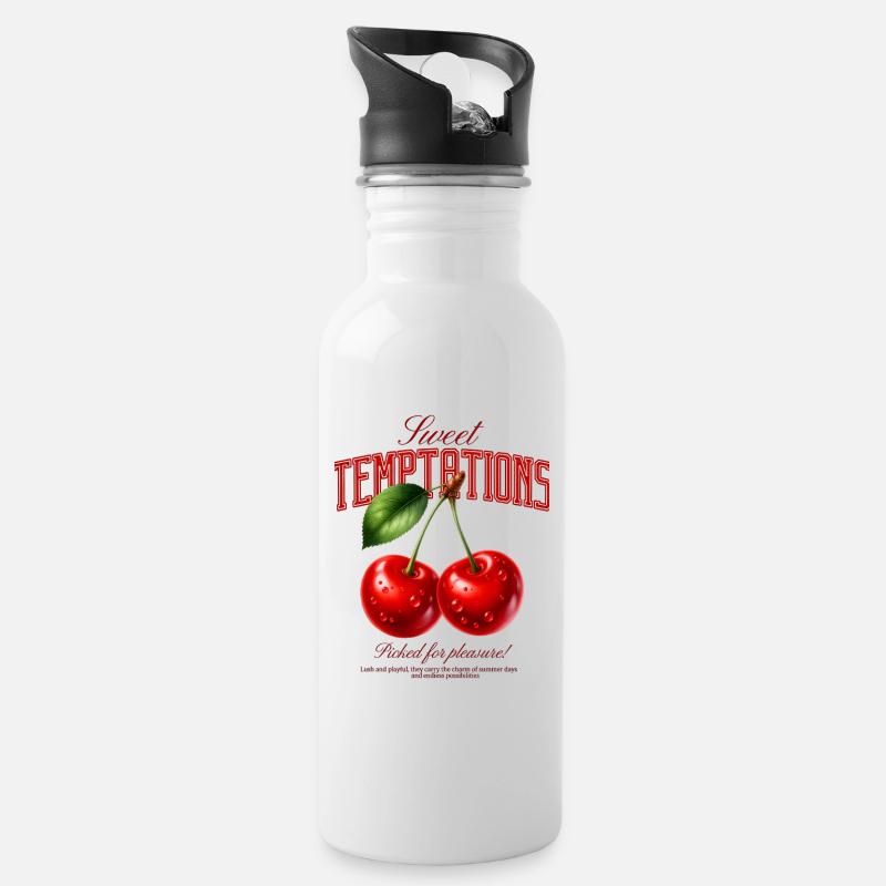 Design de cerises Sweet Temptations - Gourde avec paille intégrée - blanc