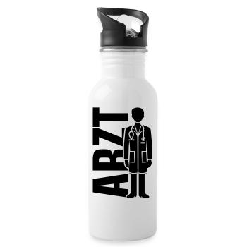 Arzt Doktor - Trinkflasche mit integriertem Trinkhalm - Weiß - Rechts