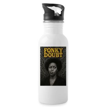 Porträt Afro Funky Doubt - Trinkflasche mit integriertem Trinkhalm - Weiß - Rechts