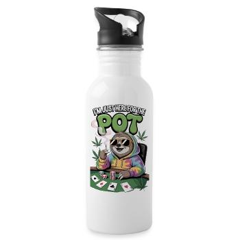 Lustig Ich bin wegen des Pots hier Lustig Poker Weed Faultier - Trinkflasche mit integriertem Trinkhalm - Weiß - Rechts