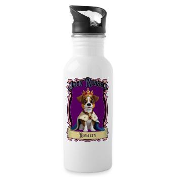 Royal Jack Russell Crowned Portrait - Water bottle with straw - white - Right