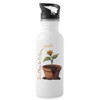 Sunflower Queen in a Pot - Water bottle with straw - white - Right