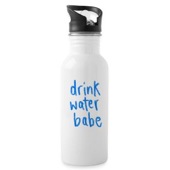 Drink Water Babe – Motivational Hydration Letterin - Water bottle with straw - white - Right