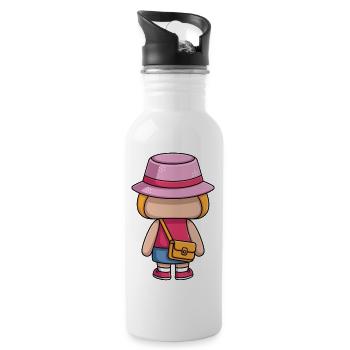 Chapeau rose fille dessin animé tenue - Gourde avec paille intégrée - blanc - Droite