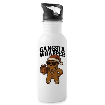 Gangsta Wrapper Noël Humour Pain d’épices - Gourde avec paille intégrée - blanc - Droite