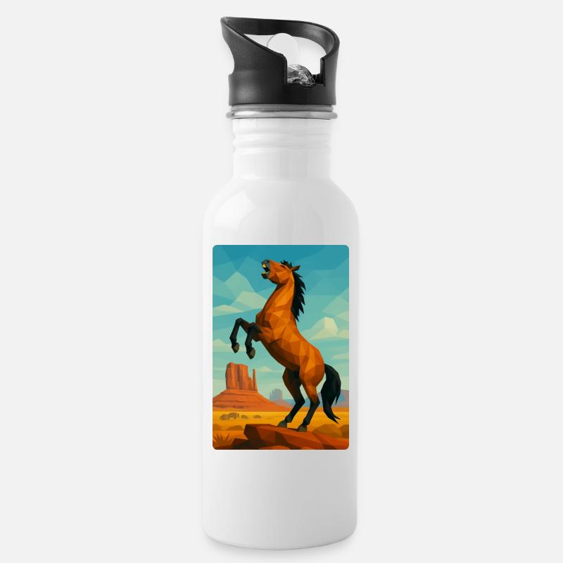 Polynature Wildpferd - Trinkflasche mit integriertem Trinkhalm - Weiß