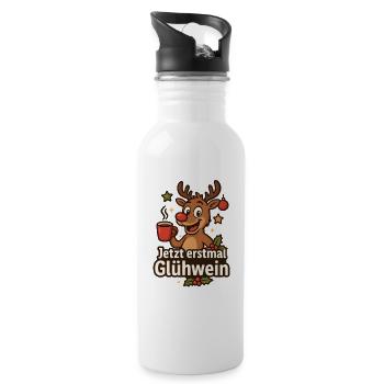 Jetzt erstmal Glühwein Weihnachten - Trinkflasche mit integriertem Trinkhalm - Weiß - Rechts