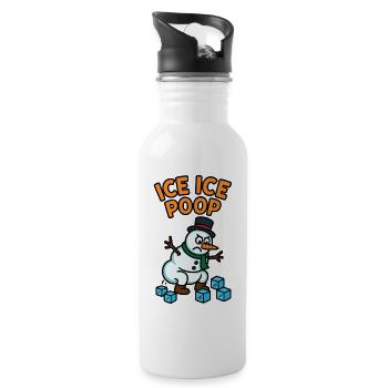 schneemann eiswürfel kinder witzig pups - Water bottle with straw - white - Right