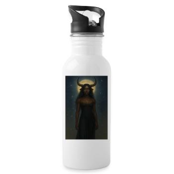 Mystical Horn Goddess - Water bottle with straw - white - Right