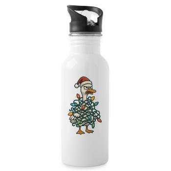 Le canard du Père Noël aux lumières de Noël - Gourde avec paille intégrée - blanc - Droite