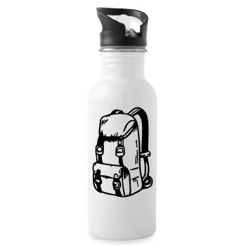 Backpack Symbol Camping Travel - Water bottle with straw - white - Right