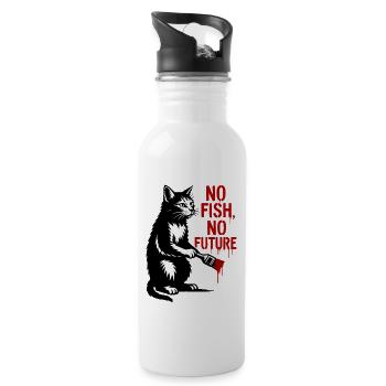No Fish No Future Katze Graffiti - Trinkflasche mit integriertem Trinkhalm - Weiß - Rechts