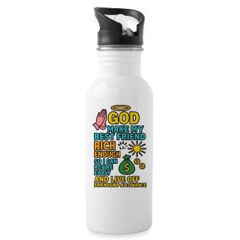 Gott macht meinen besten Freund reich genug, Christian - Trinkflasche mit integriertem Trinkhalm - Weiß - Rechts
