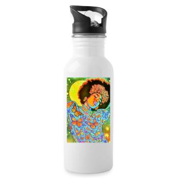 Âme de papillon en fleur néon - Gourde avec paille intégrée - blanc - Droite