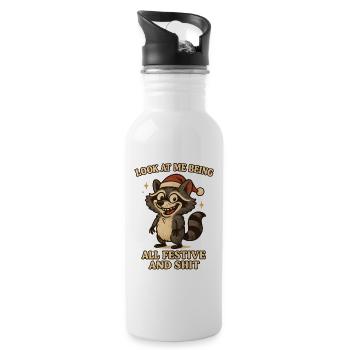 Joyeuse des ratons laveurs festifs - Gourde avec paille intégrée - blanc - Droite
