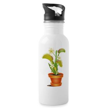 Déléve attrape-mouches en pot – illustration colorée - Gourde avec paille intégrée - blanc - Droite