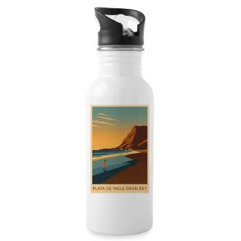Valle Gran Rey auf La Gomera - Trinkflasche mit integriertem Trinkhalm - Weiß - Rechts