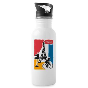 France Graphique : Tour Eiffel et vélo - Gourde avec paille intégrée - blanc - Droite