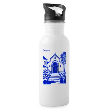 Georgia Blaue Kirchenstufen - Trinkflasche mit integriertem Trinkhalm - Weiß - Rechts