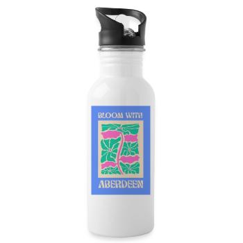 Blühen mit Aberdeen Aesthetic Flowers #4 - Trinkflasche mit integriertem Trinkhalm - Weiß - Rechts