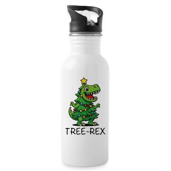 Tree-Rex – Cute Cartoon Dino - Water bottle with straw - white - Right