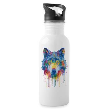 Wolf - Trinkflasche mit integriertem Trinkhalm - Weiß - Rechts