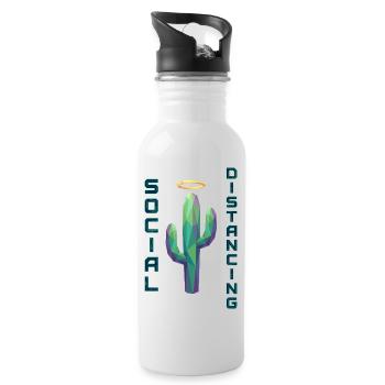 Social Distancing Cactus - Water bottle with straw - white - Right