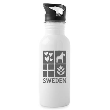 Sweden Square Logo Hearts Horse Leaf - Water bottle with straw - white - Right