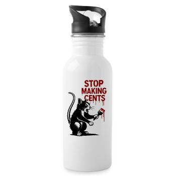 Stop Making Cents Katzengraffiti - Trinkflasche mit integriertem Trinkhalm - Weiß - Rechts