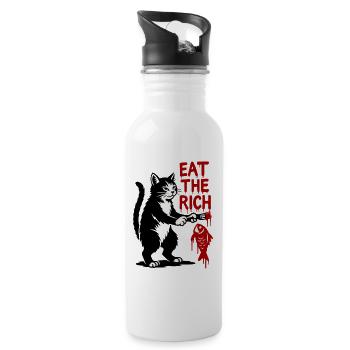 Cat Graffiti: Fish Hunting Font - Water bottle with straw - white - Right