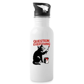 Tout remettre en question : Art des chats - Gourde avec paille intégrée - blanc - Droite
