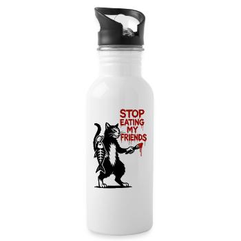 Cat Stop Eating My Friends - Water bottle with straw - white - Right
