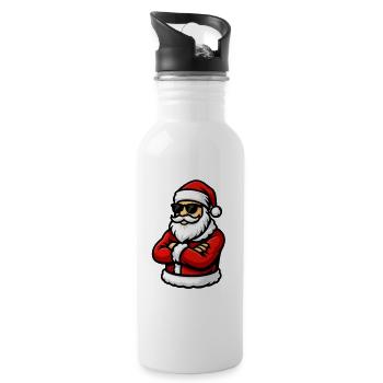 Cool Santa with sunglasses - Water bottle with straw - white - Right