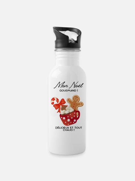 Joyeux_noel_gourmand-_Pain of spices - Water bottle with straw - white