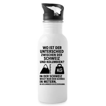Schnee Witz Schweiz Kolumbien Meter Kilogramm - Trinkflasche mit integriertem Trinkhalm - Weiß - Rechts