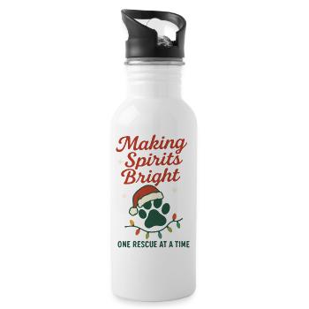 Making Spirits Bright Christmas Rescue Paw - Water bottle with straw - white - Right