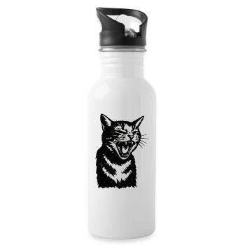 Schreiender Schattenkater - Trinkflasche mit integriertem Trinkhalm - Weiß - Rechts
