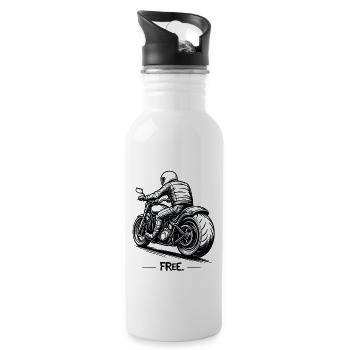 Motorcyclist Rear View Chopper Rider - Water bottle with straw - white - Right