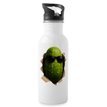 Cucumber Pickle - Water bottle with straw - white - Right