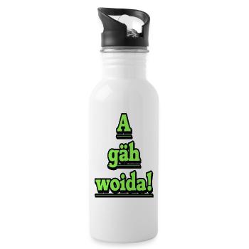 Neon-Typo Stapeldesign - Trinkflasche mit integriertem Trinkhalm - Weiß - Rechts