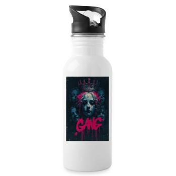 Neon Queen Graffiti Crown - Water bottle with straw - white - Right