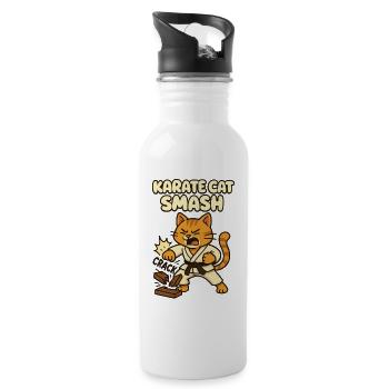 Karate Katze Smash - Trinkflasche mit integriertem Trinkhalm - Weiß - Rechts
