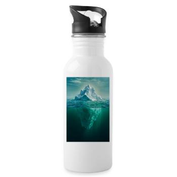 Mountain Duality in Ocean Blue - Water bottle with straw - white - Right