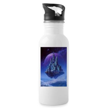 Floating Crystal Castle Above Moon - Water bottle with straw - white - Right