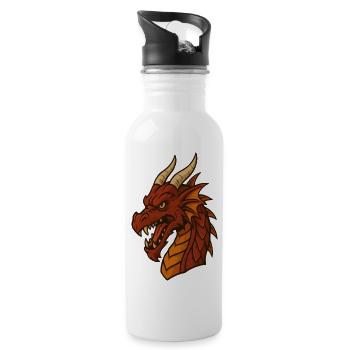Feuriger Drachenkopf Cartoon - Trinkflasche mit integriertem Trinkhalm - Weiß - Rechts