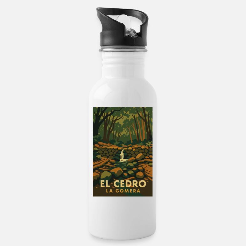Cedro La Gomera - Trinkflasche mit integriertem Trinkhalm - Weiß