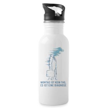Montag Ist Kein Tag, Es Ist Eine Diagnose Blau - Trinkflasche mit integriertem Trinkhalm - Weiß - Rechts