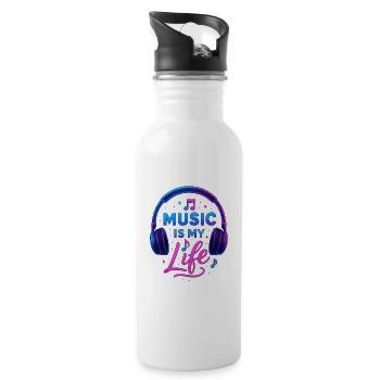 Music Is My Life Neon Headphones - Water bottle with straw - white - Right